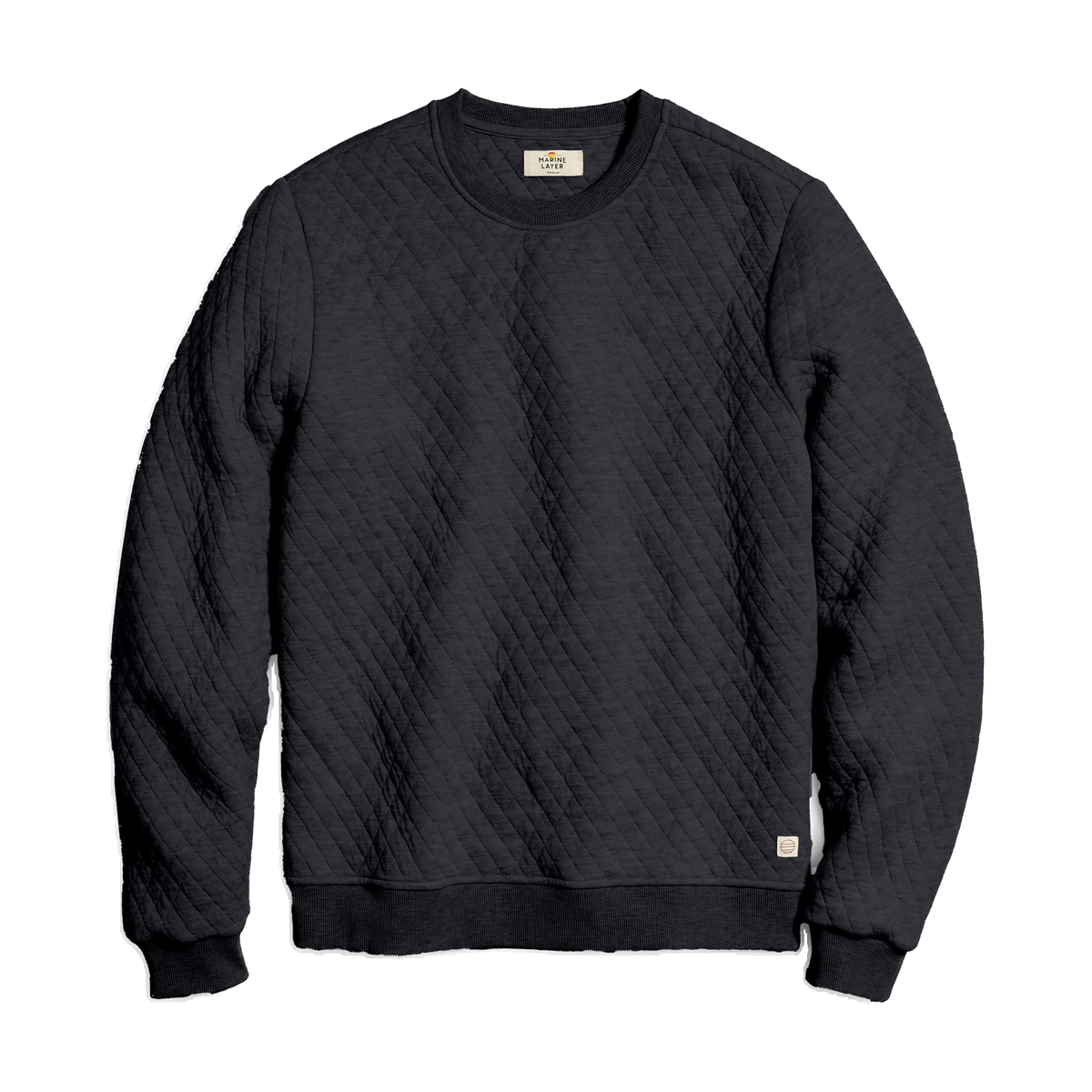 Marine Layer Corbet Quilted Crewneck in Charcoal