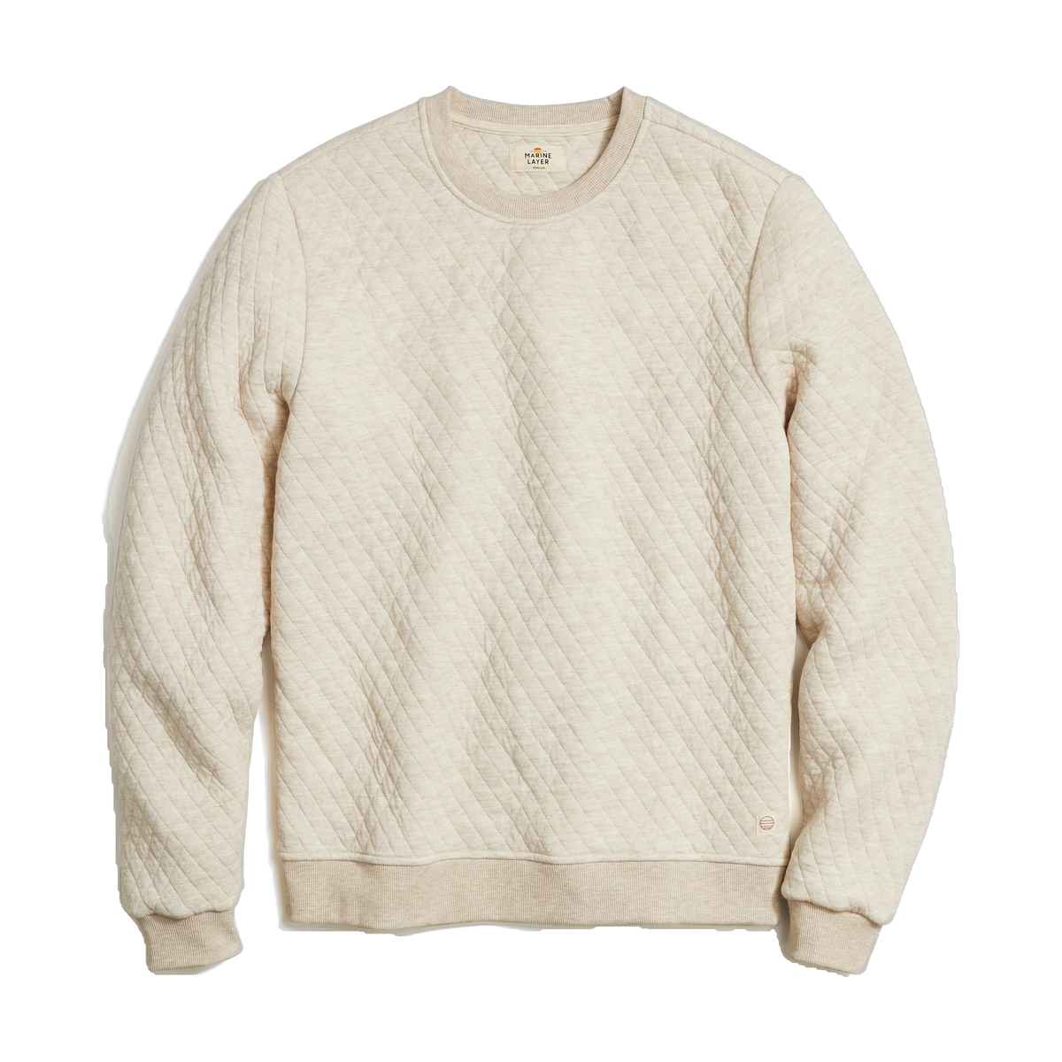Marine Layer Corbet Crewneck in Oat — custom branded by Motive