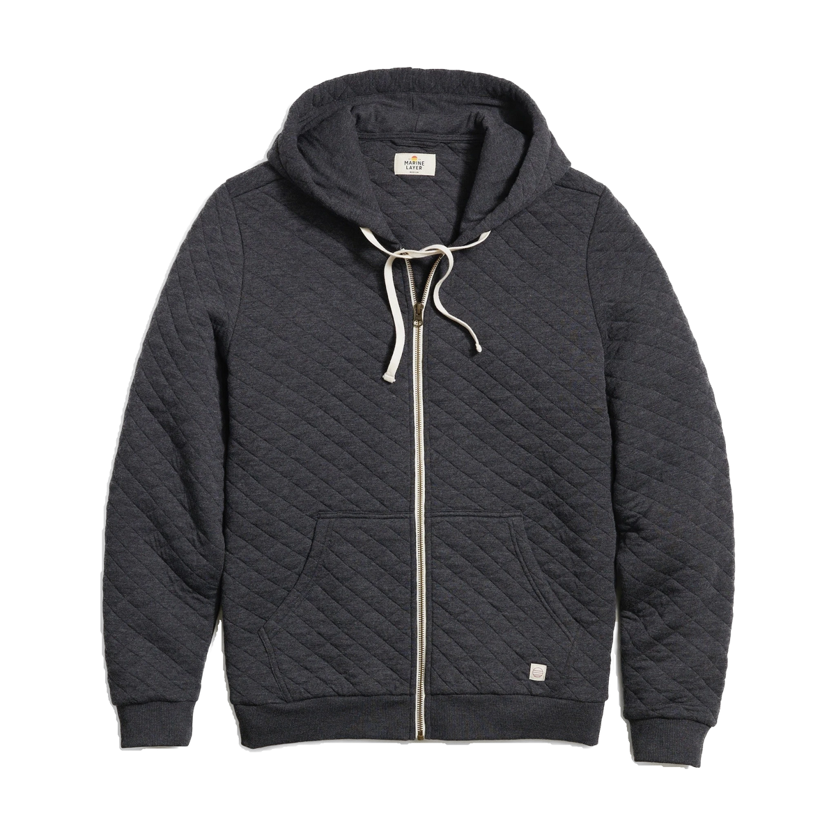 Marine Layer Corbet Full-Zip Hoodie in Dark Heather Grey — custom branded by Motive