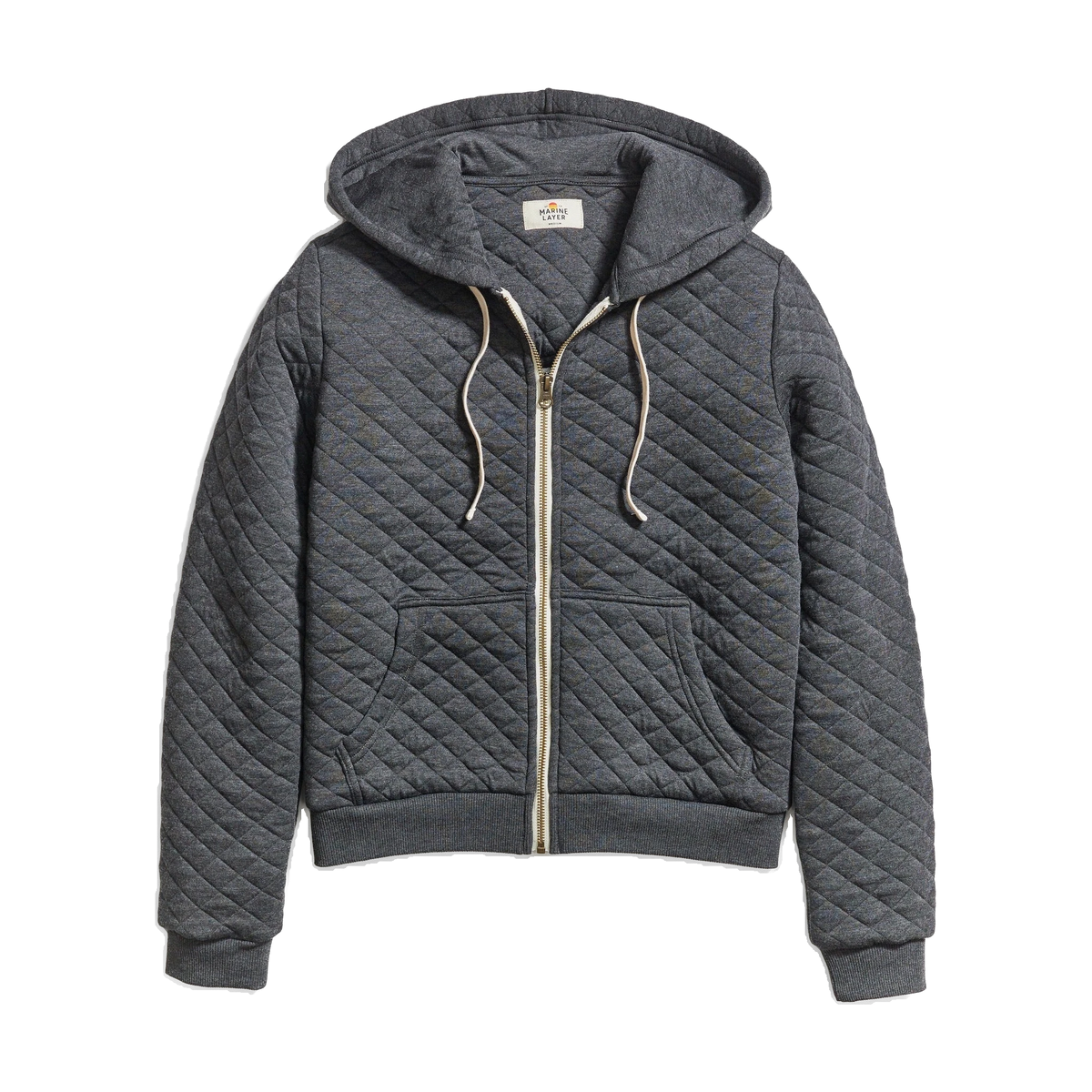 Marine Layer Women's Corbet Full-Zip Hoodie in Dark Heather Grey — custom branded by Motive