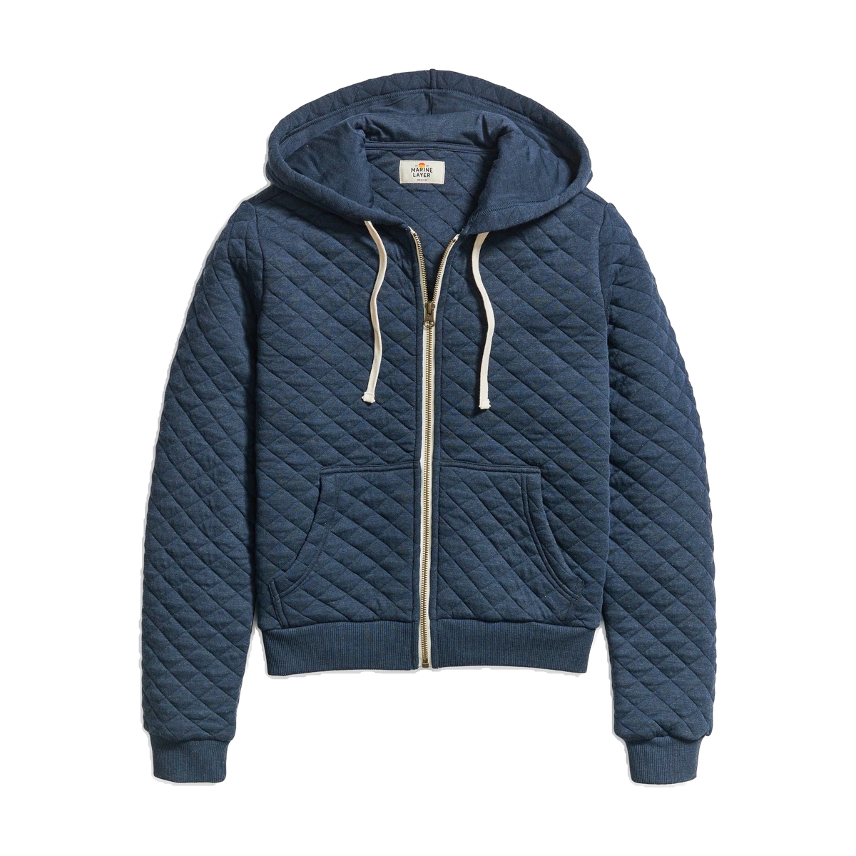 Marine Layer Women's Corbet Full-Zip Hoodie in Navy Heather — custom branded by Motive