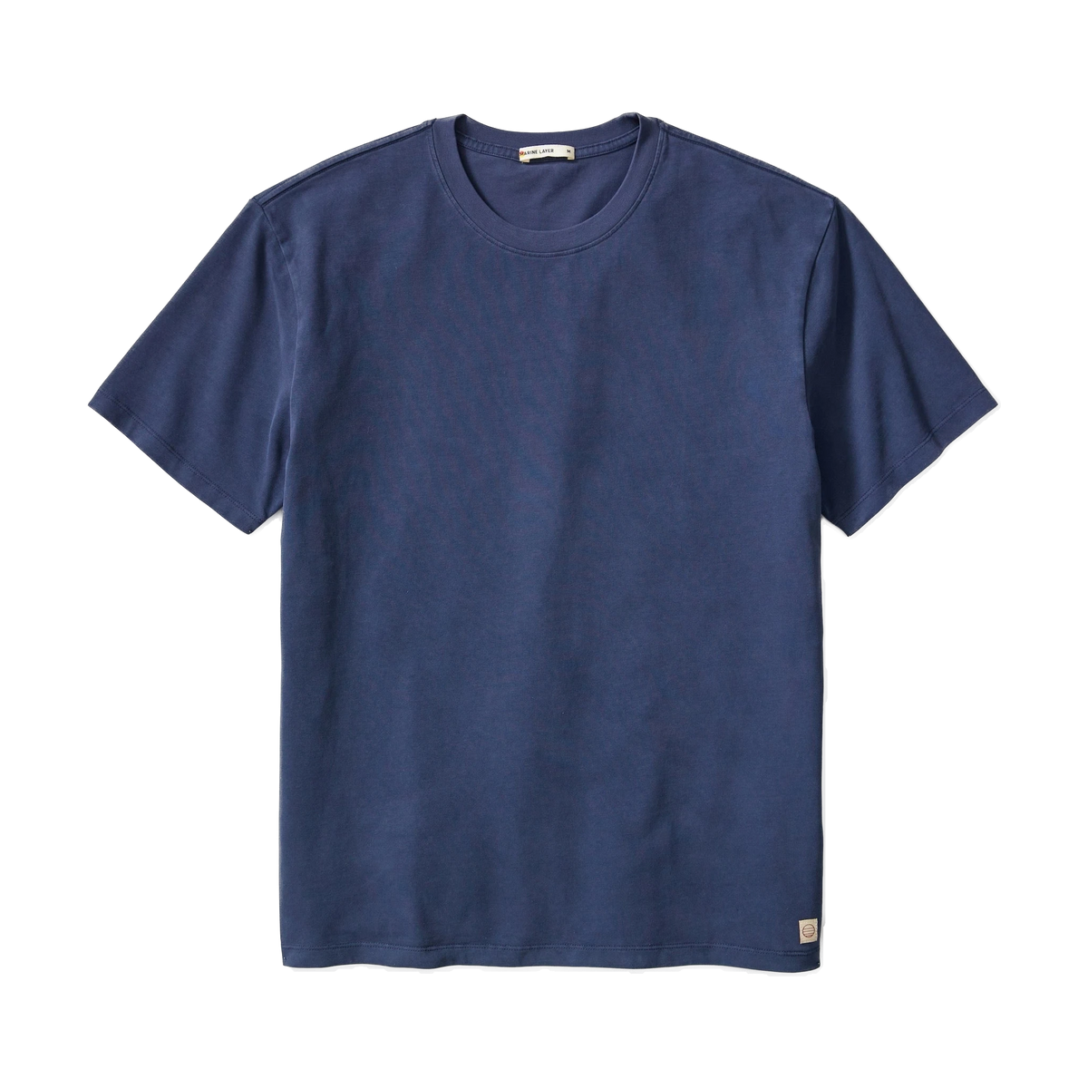 Marine Layer Luxe Jersey Relaxed Tee in Mood Indigo — custom branded by Motive
