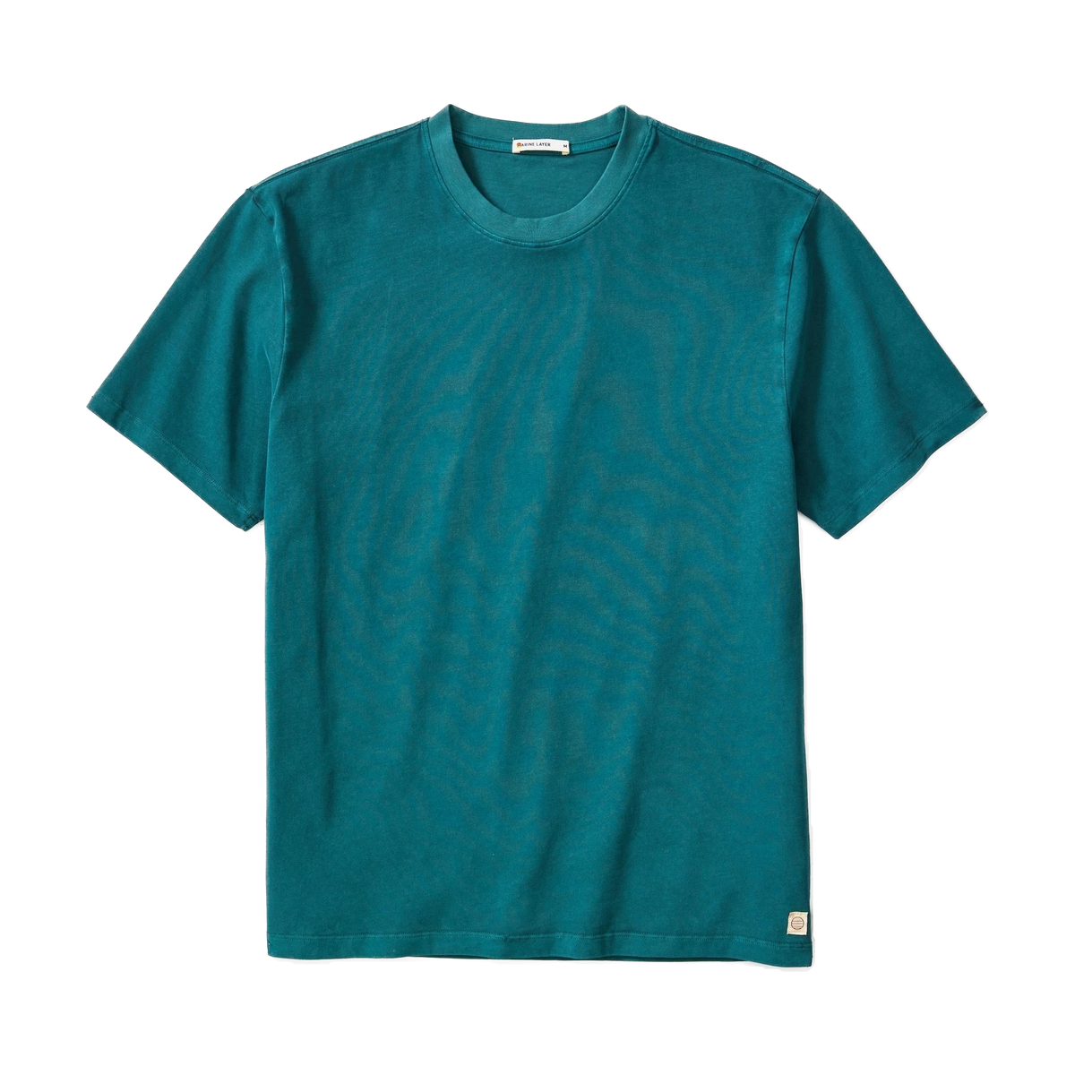 Marine Layer Luxe Jersey Relaxed Tee in Rainforest — custom branded by Motive