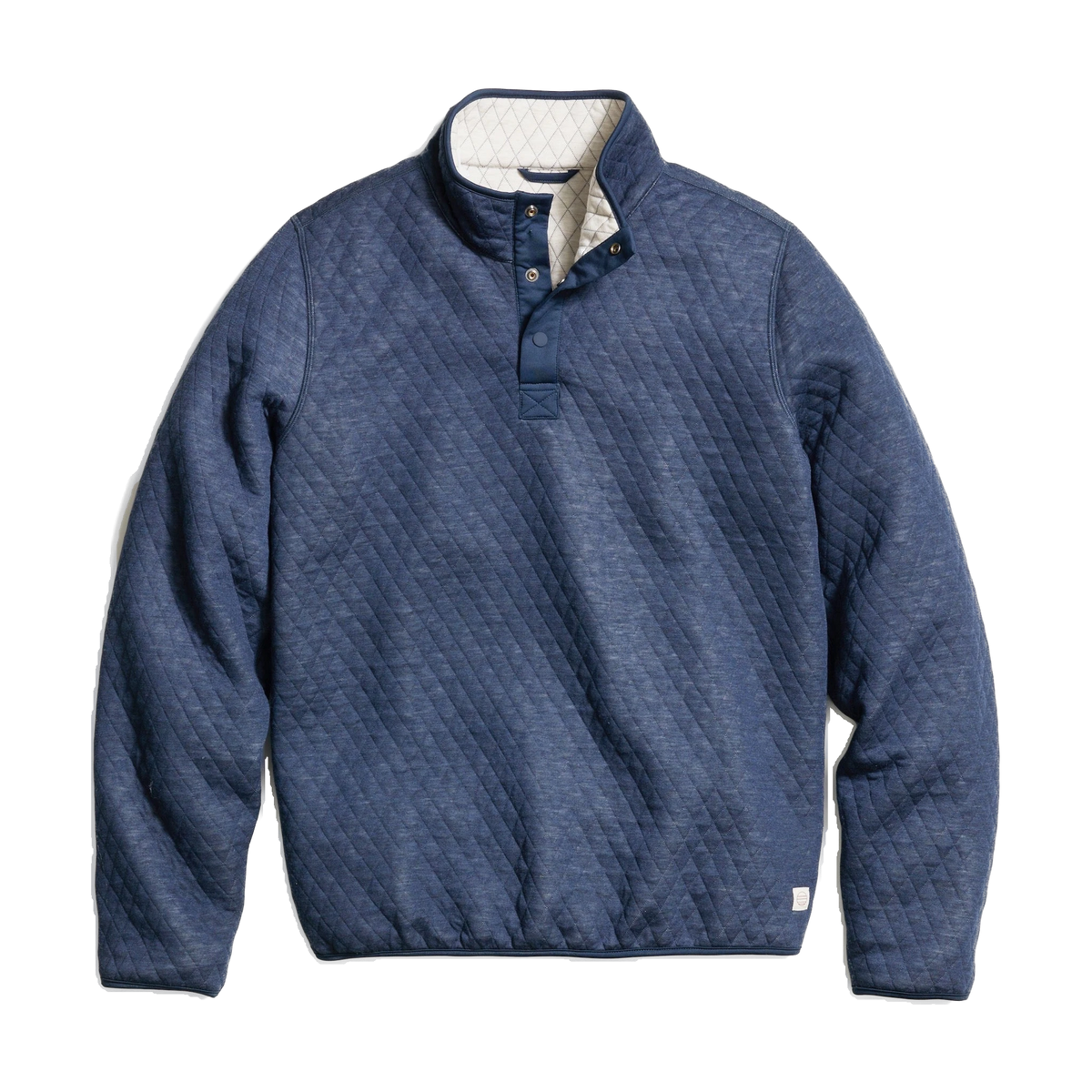 Marine Layer Women's Reversible Corbet Pullover in Navy/Oat — custom branded by Motive