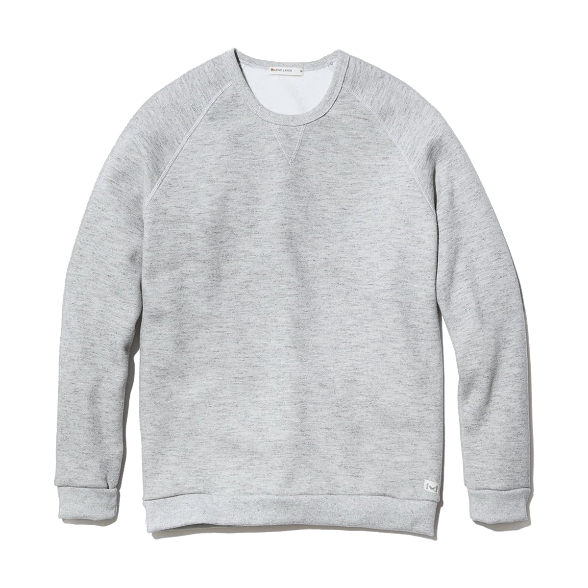 Marine Layer Sherpa Crew Pullover in Heather Grey — custom branded by Motive