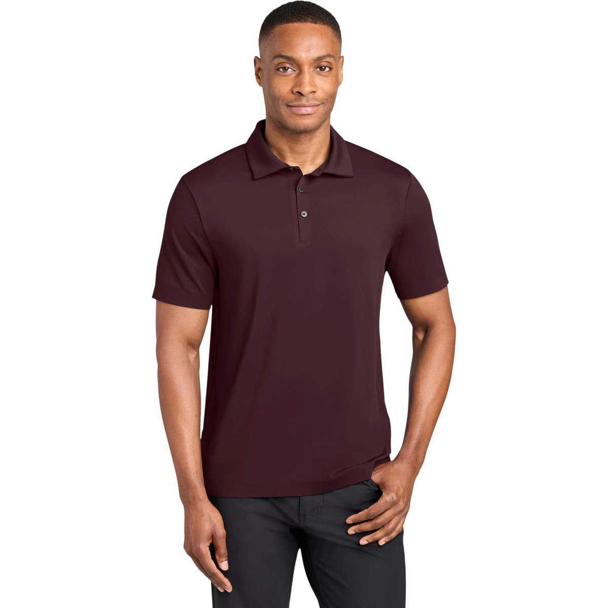 MiiR Alta Polo in Dark Fig — custom branded by Motive