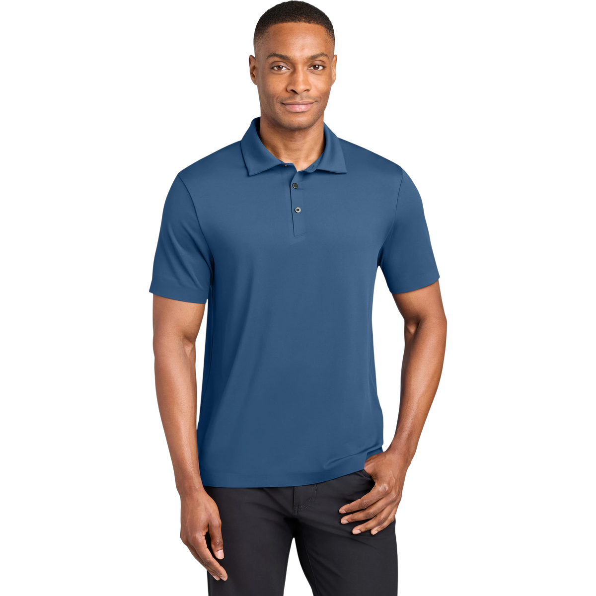 MiiR Alta Polo in Deep Lake — custom branded by Motive