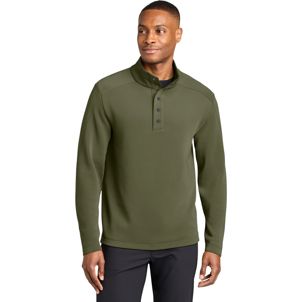 MiiR Kumo 1/4-Snap Pullover in Forest Moss — custom branded by Motive