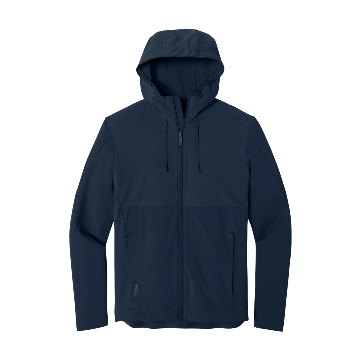 MiiR Kivu Hybrid Full-Zip Hooded Jacket in Indigo Navy — custom branded by Motive