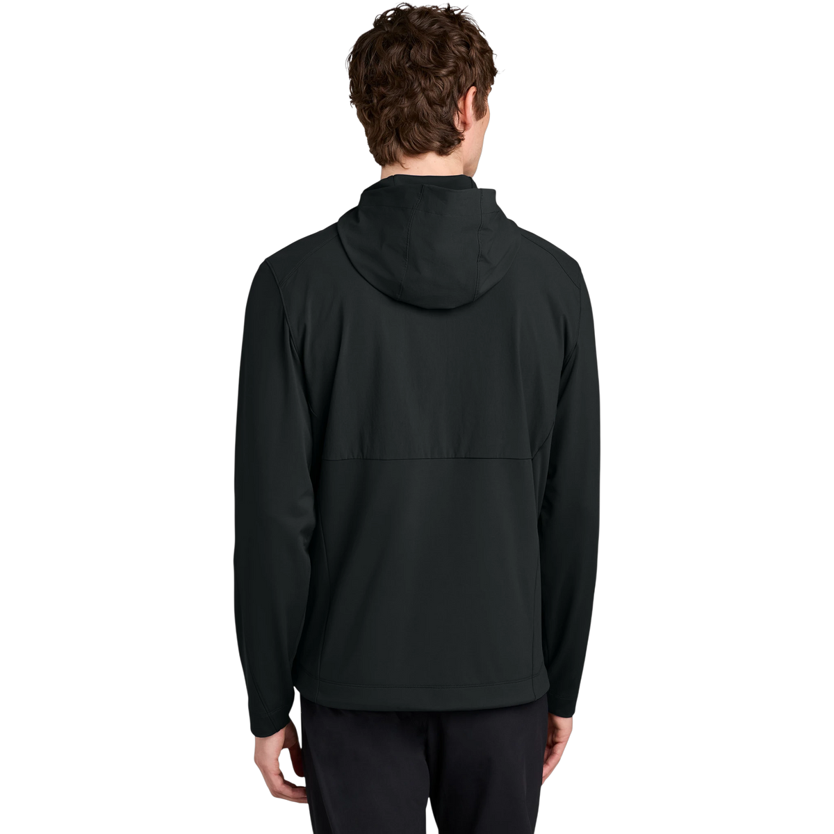 MiiR Kivu Hybrid Full-Zip Hooded Jacket in Pitch Black — custom branded by Motive