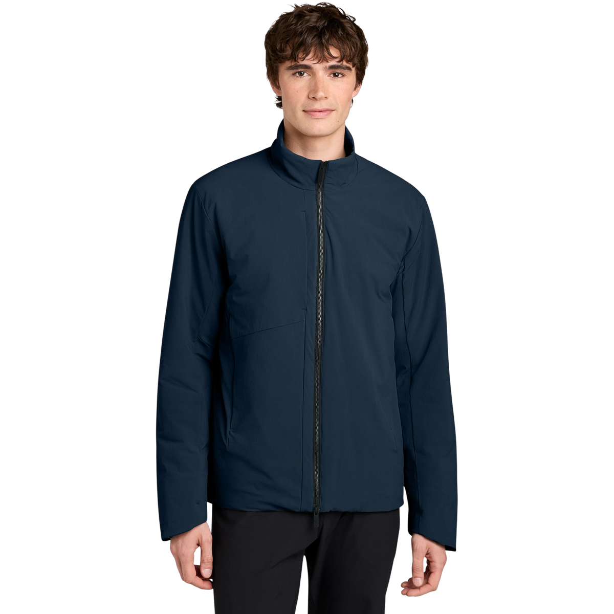 MiiR Sashiko Full-Zip Stretch Puffy in Indigo Navy — custom branded by Motive