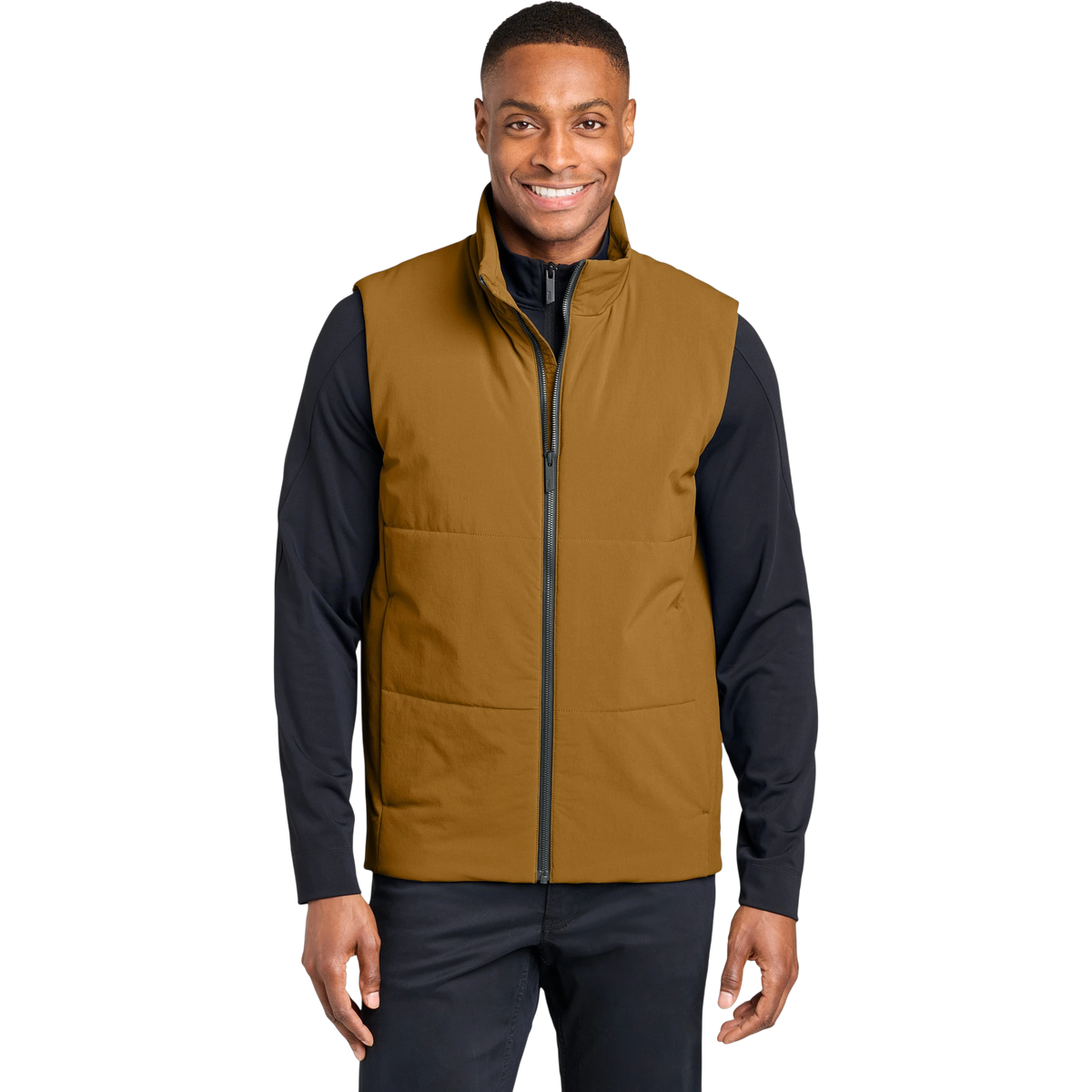 MiiR Sashiko Stretch Puffy Vest in Amber Haze — custom branded by Motive