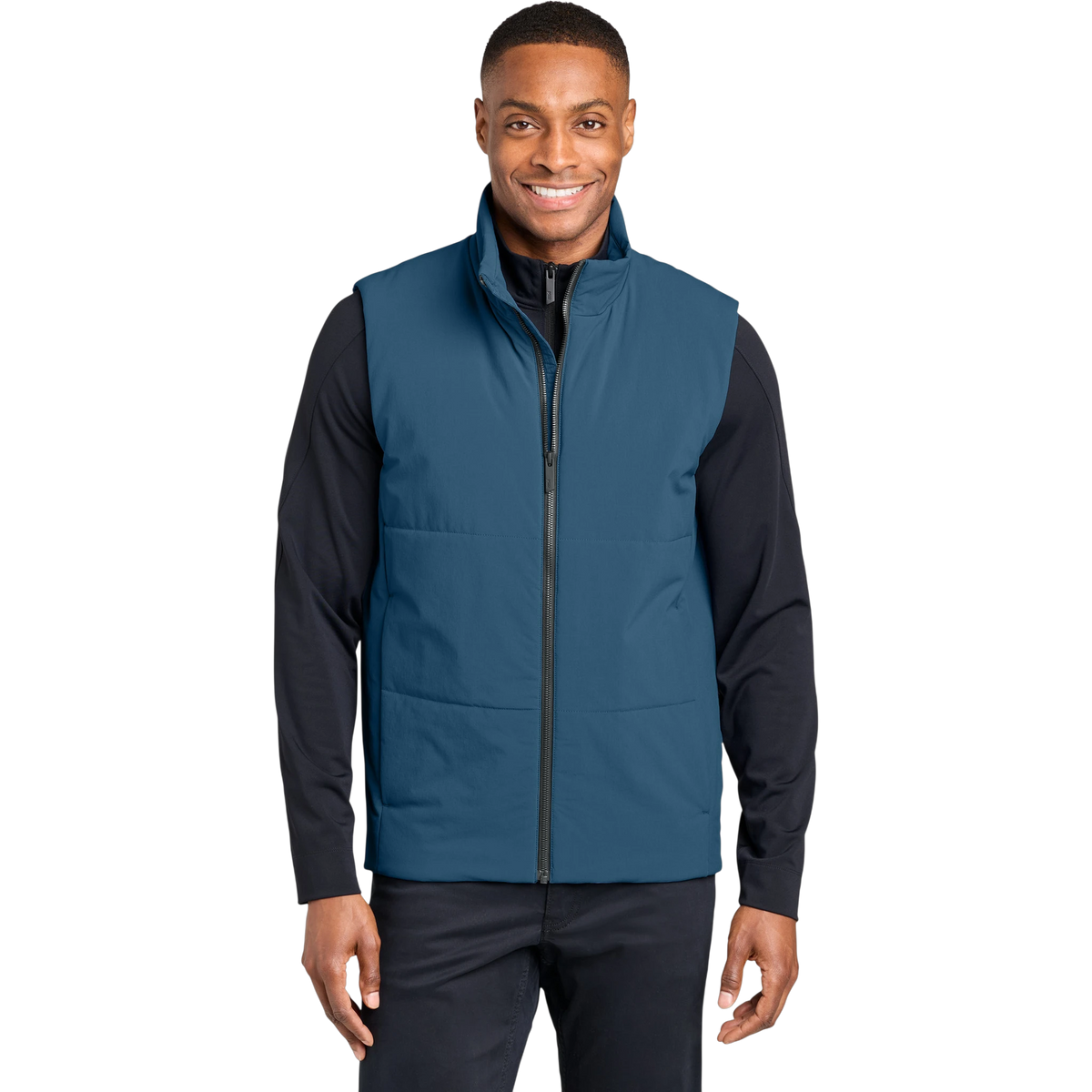 MiiR Sashiko Stretch Puffy Vest in Deep Lake — custom branded by Motive