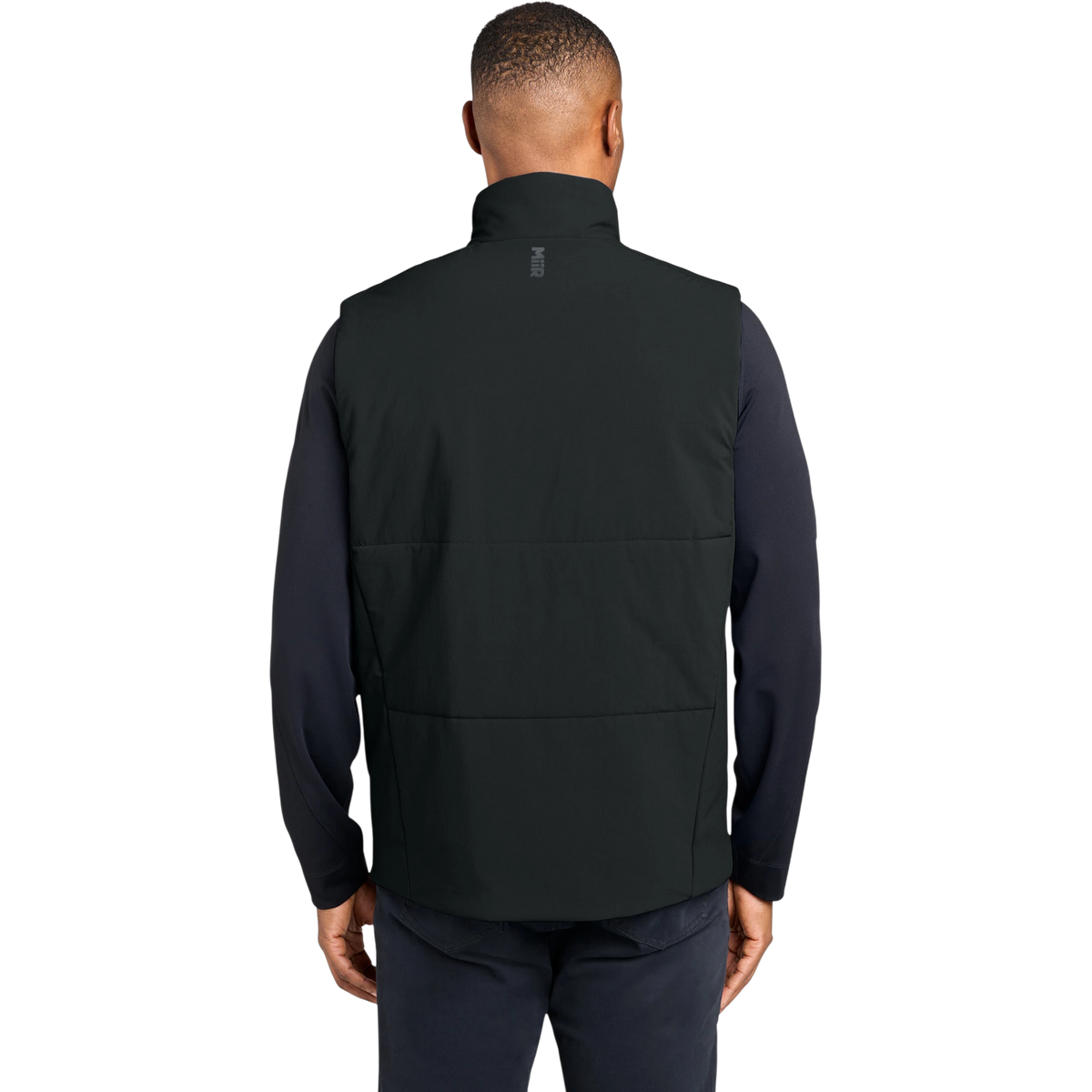MiiR Sashiko Stretch Puffy Vest in Pitch Black — custom branded by Motive