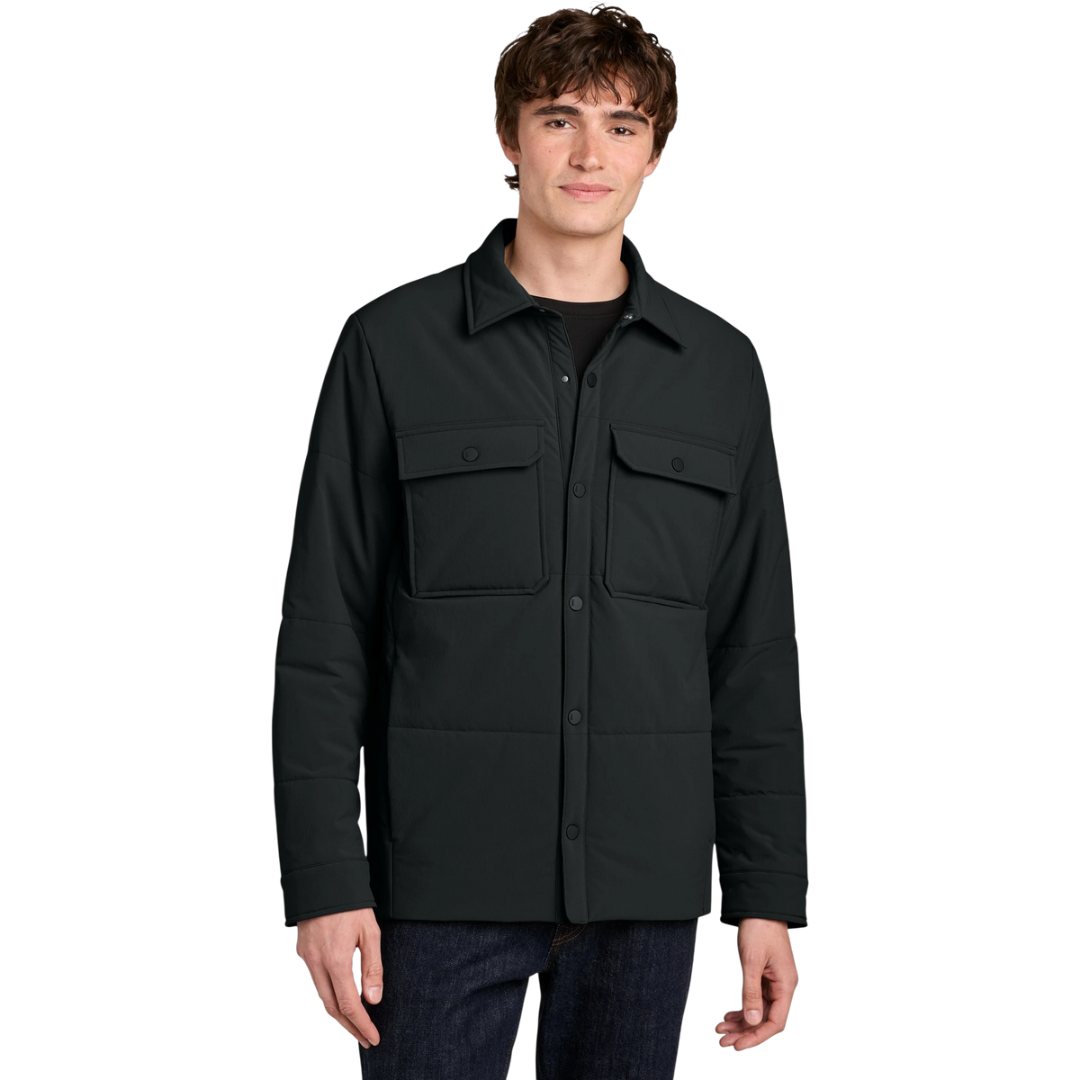 MiiR Sashiko Stretch Puffy Shacket in Pitch Black — custom branded by Motive