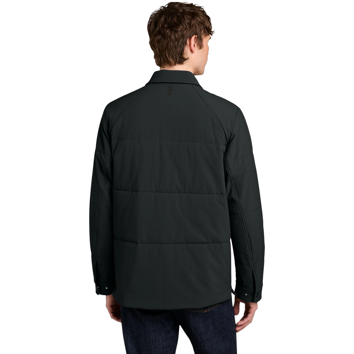 MiiR Sashiko Stretch Puffy Shacket in Pitch Black — custom branded by Motive