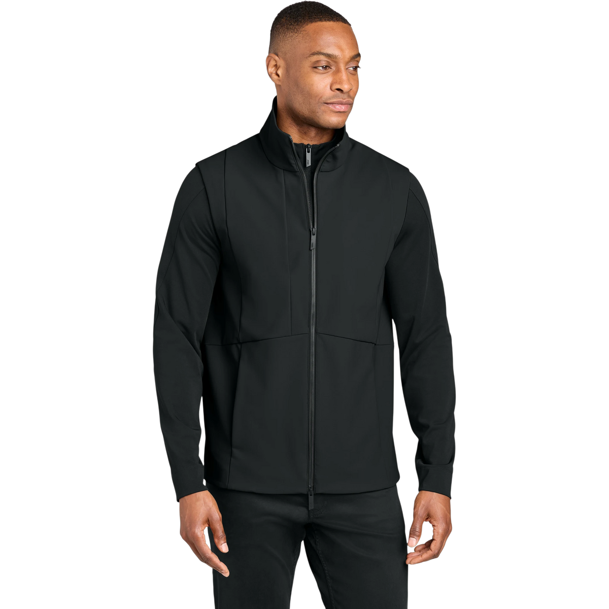 MiiR Nozawa Soft Shell Vest in Pitch Black — custom branded by Motive