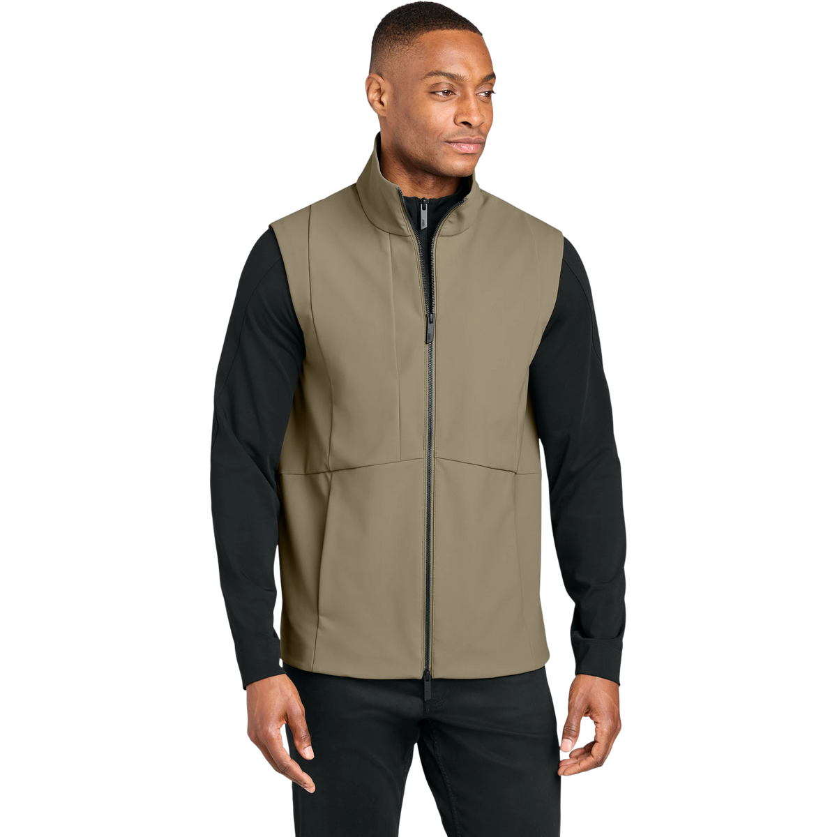 MiiR Nozawa Soft Shell Vest in Truffle — custom branded by Motive