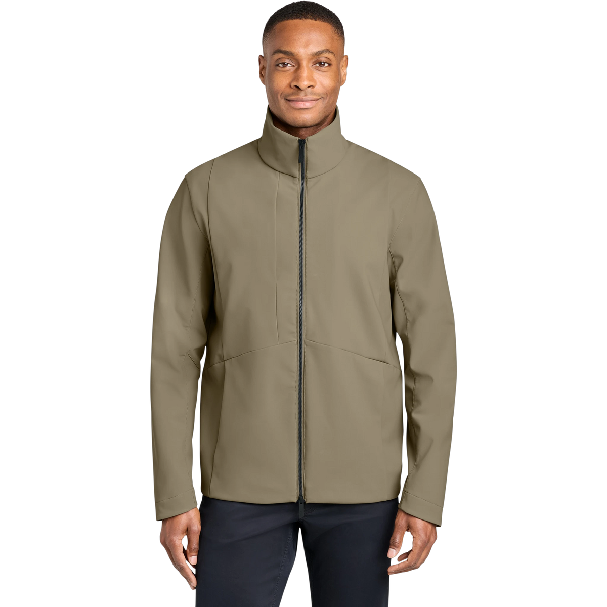 MiiR Nozawa Full-Zip Soft Shell in Truffle — custom branded by Motive
