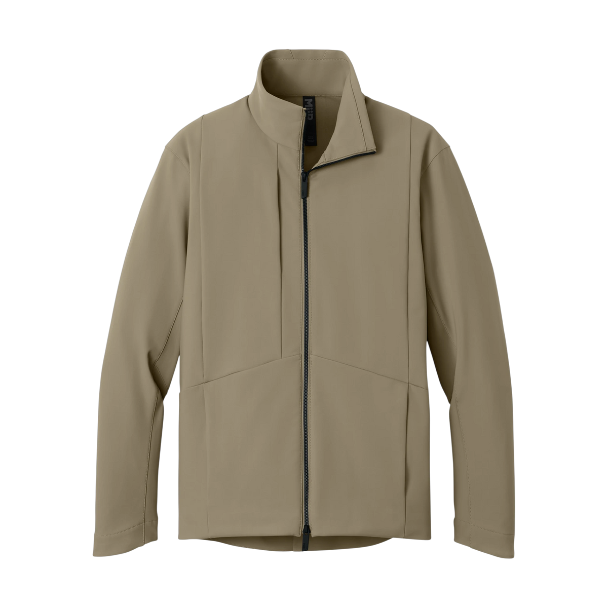 MiiR Nozawa Full-Zip Soft Shell in Truffle — custom branded by Motive