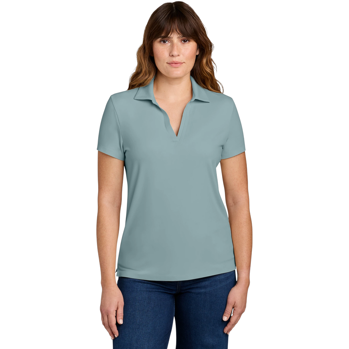 MiiR Women's Alta Polo in Blue Fog — custom branded by Motive