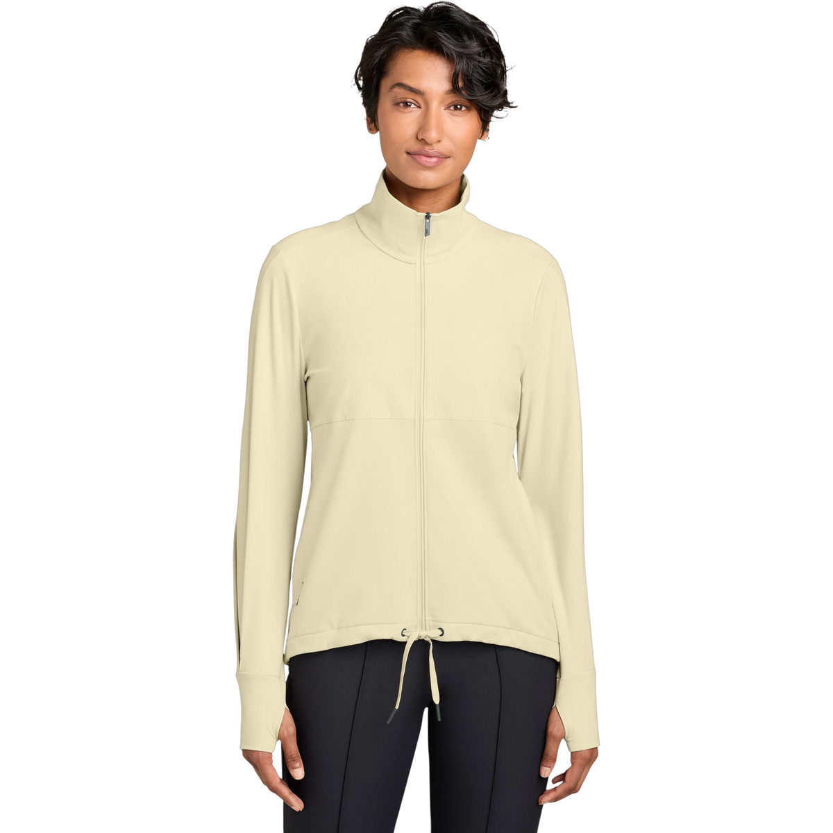 MiiR Women's Kivu Hybrid Full-Zip Jacket in Alabaster — custom branded by Motive