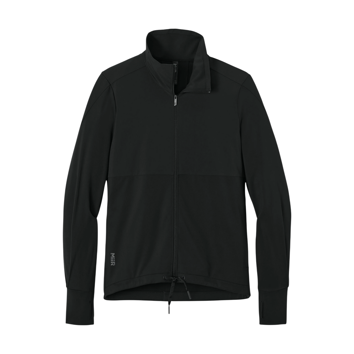 MiiR Women's Kivu Hybrid Full-Zip Jacket in Pitch Black — custom branded by Motive
