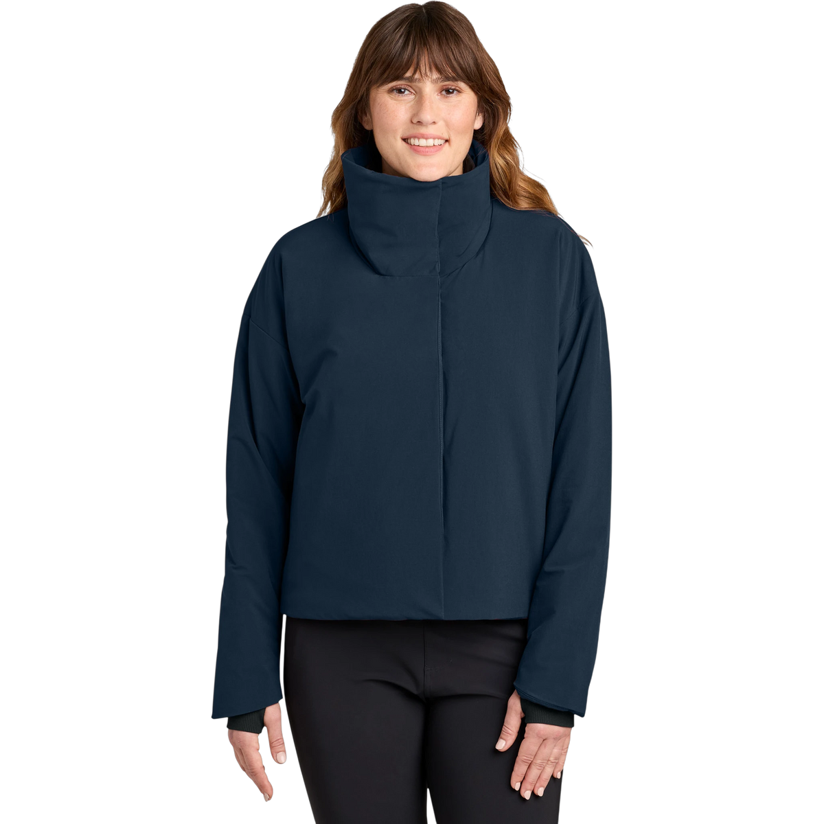 MiiR Women's Sashiko Full-Zip Stretch Puffy in Indigo Navy — custom branded by Motive
