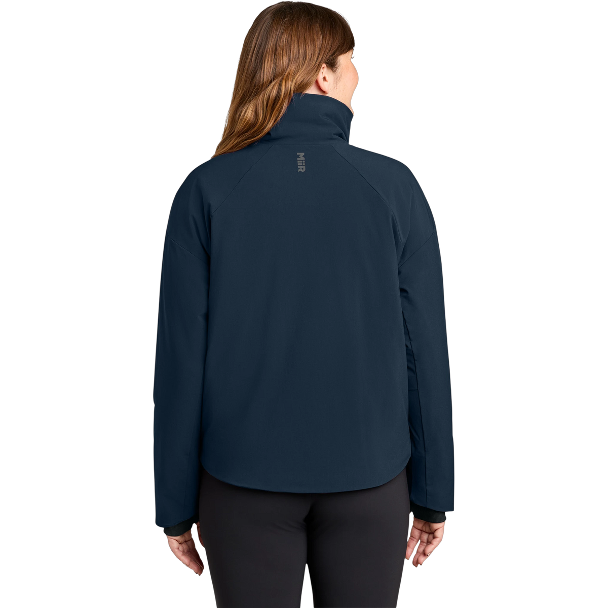 MiiR Women's Sashiko Full-Zip Stretch Puffy in Indigo Navy — custom branded by Motive