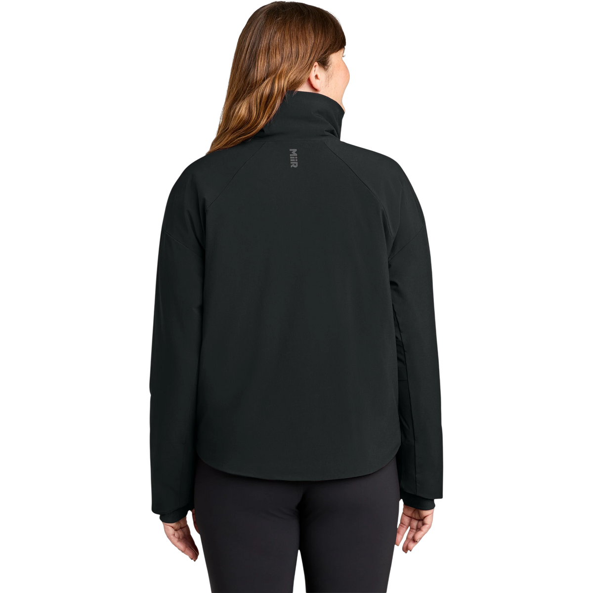 MiiR Women's Sashiko Full-Zip Stretch Puffy in Pitch Black — custom branded by Motive