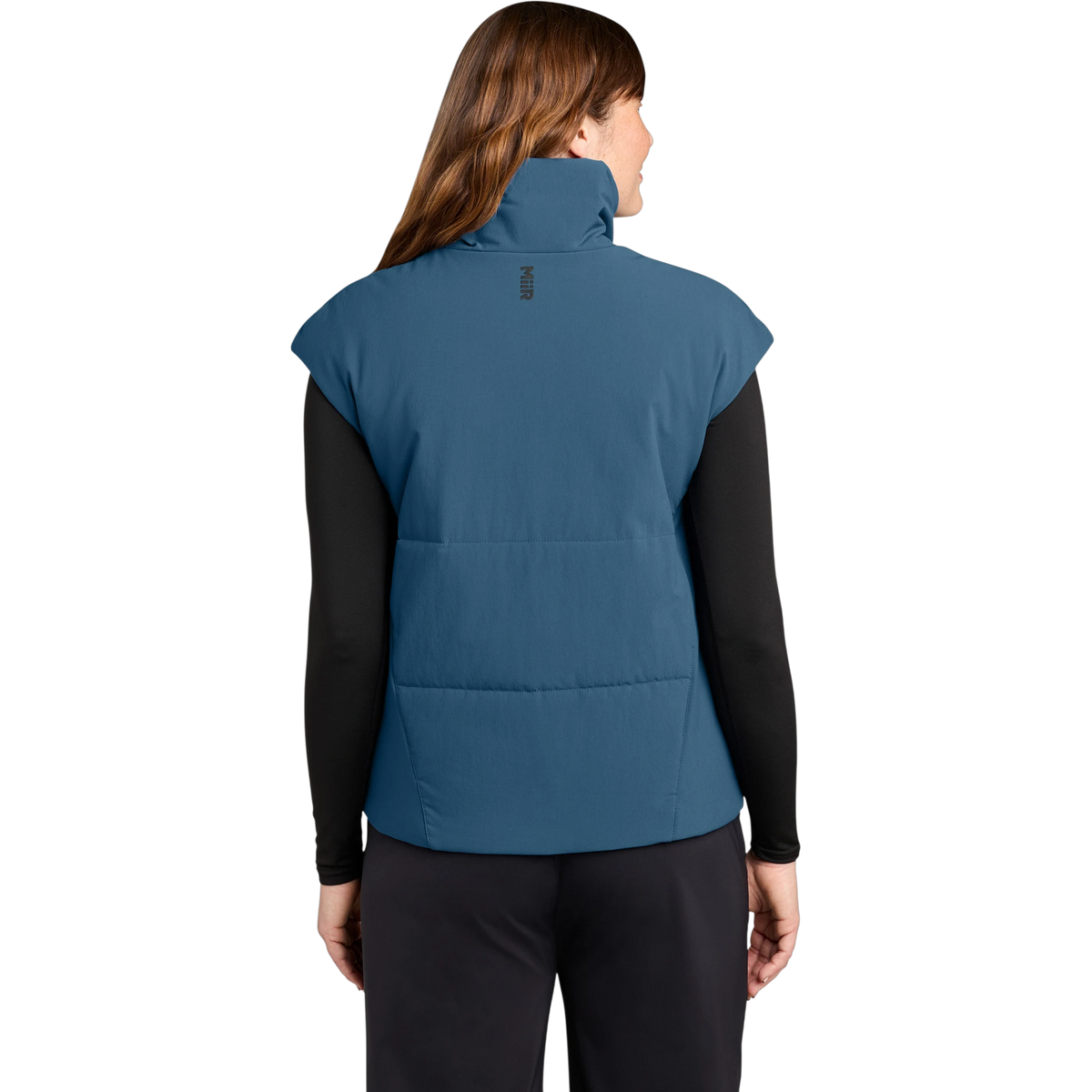 MiiR Women's Sashiko Stretch Puffy Vest in Deep Lake — custom branded by Motive