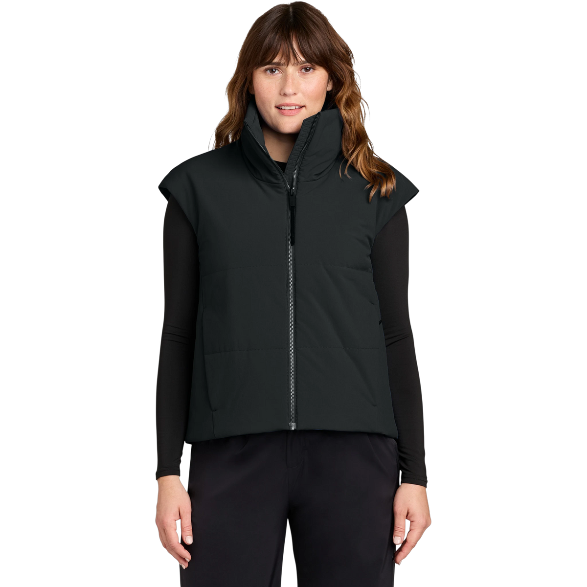MiiR Women's Sashiko Stretch Puffy Vest in Pitch Black — custom branded by Motive