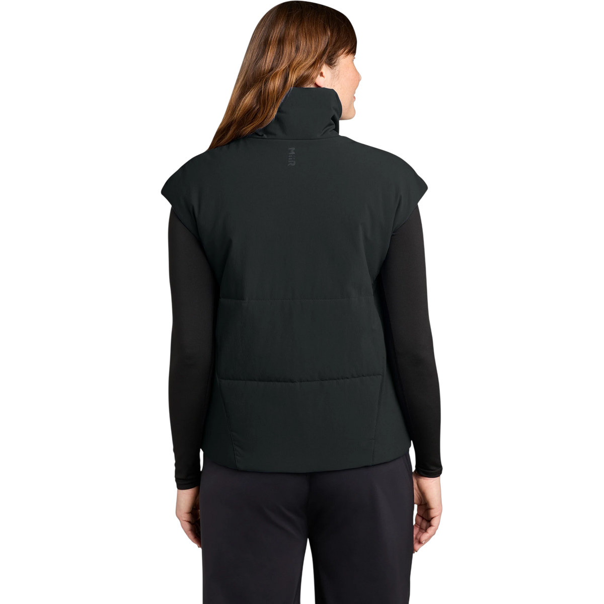 MiiR Women's Sashiko Stretch Puffy Vest in Pitch Black — custom branded by Motive