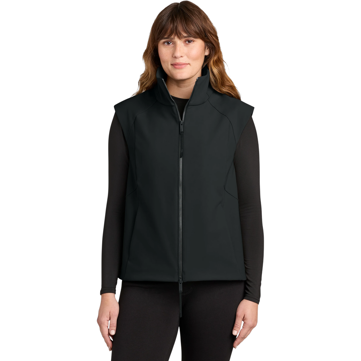 MiiR Women's Nozawa Soft Shell Vest in Pitch Black — custom branded by Motive