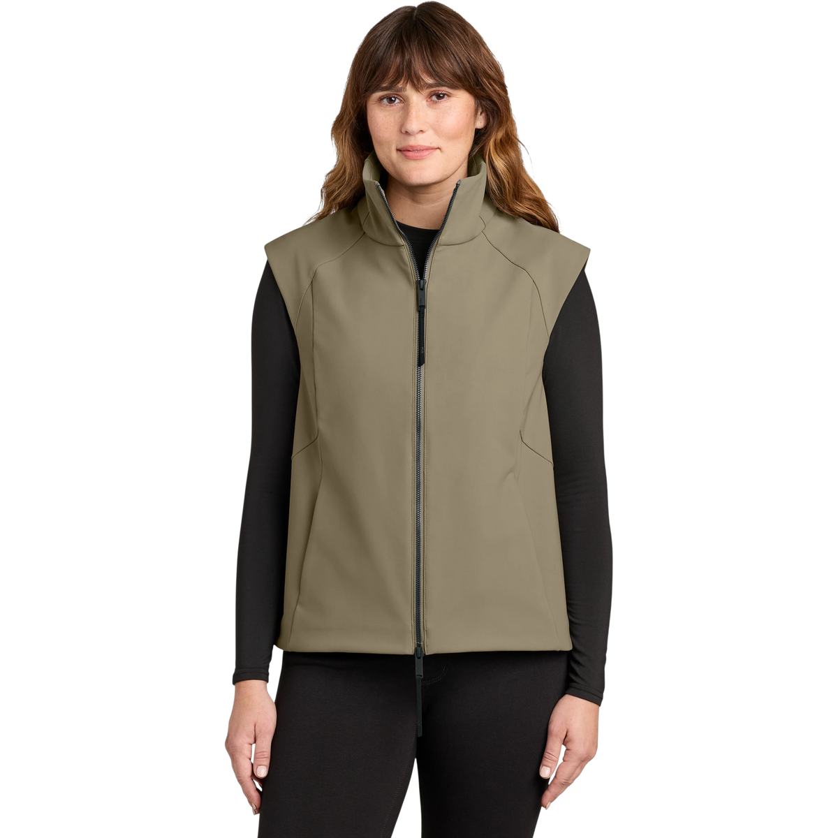 MiiR Women's Nozawa Soft Shell Vest in Truffle — custom branded by Motive