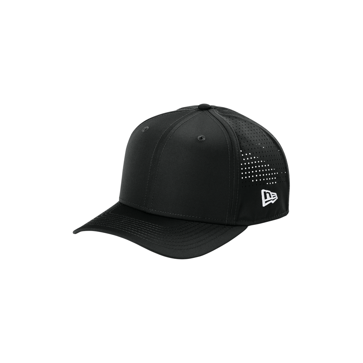 New Era 9SEVENTY Perforated Snapback Cap in Black — custom branded by Motive