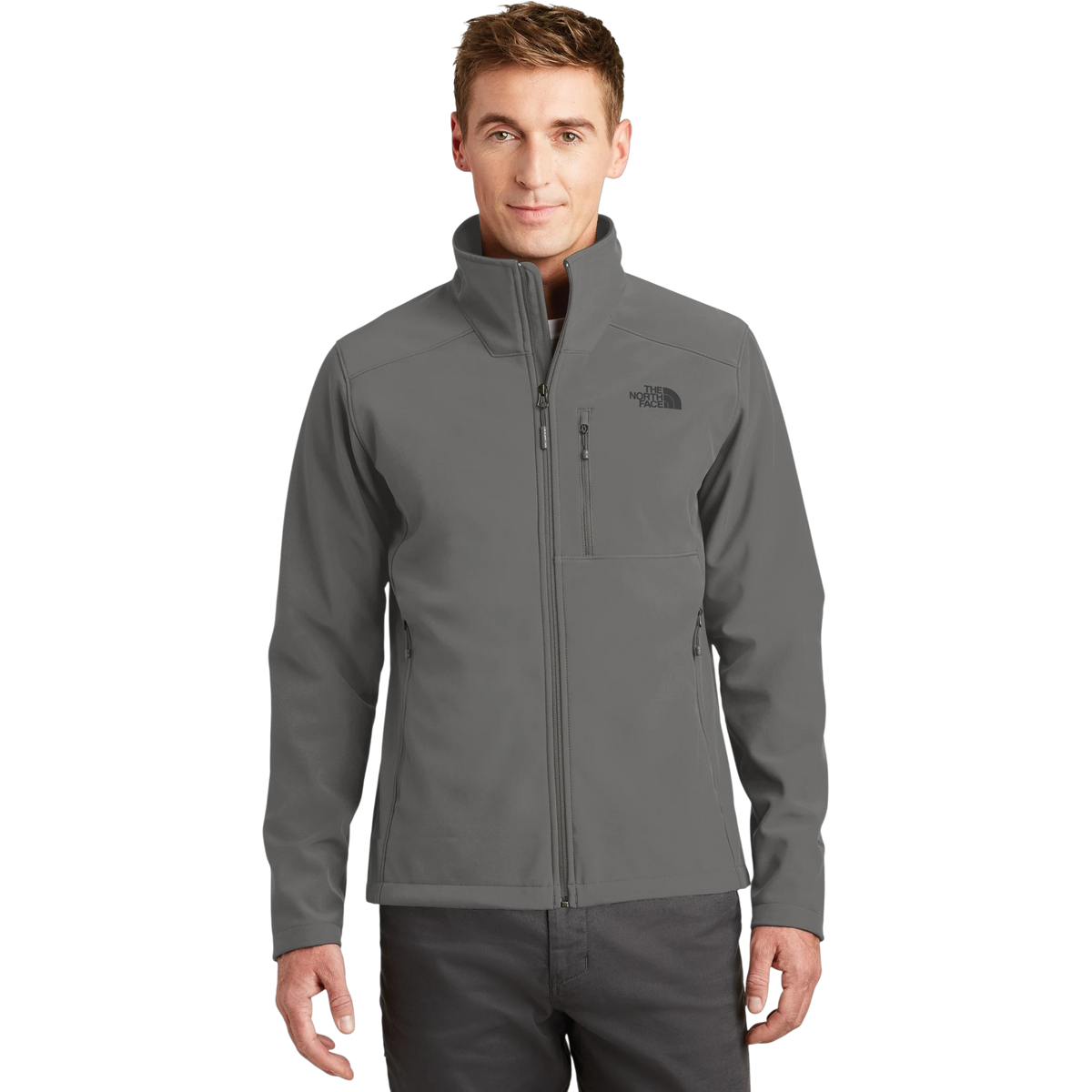 The North Face Apex Barrier Soft Shell Jacket in Asphalt Grey — custom branded by Motive