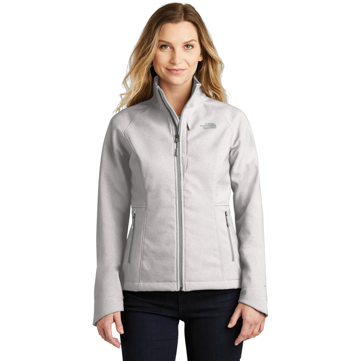 The North Face Women's Apex Barrier Soft Shell Jacket in TNF Light Grey Heather — custom branded by Motive