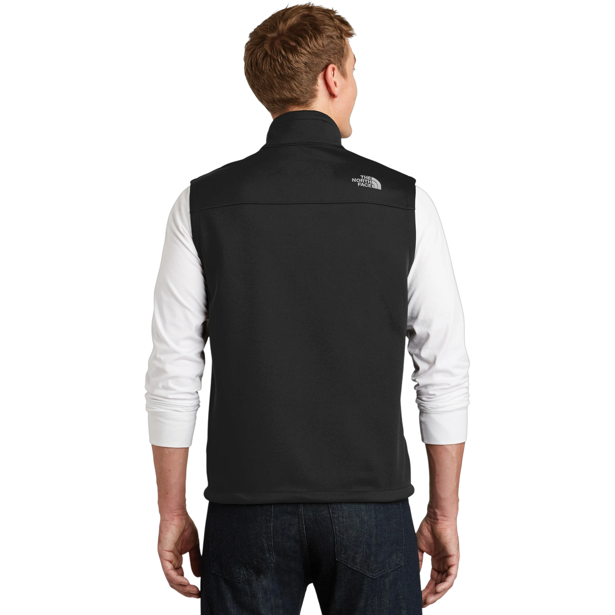 The North Face Ridgewall Soft Shell Vest in TNF Black — custom branded by Motive