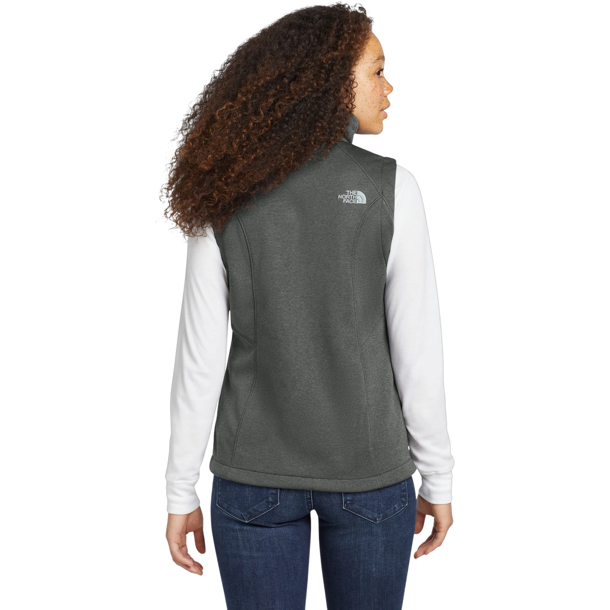 The North Face Women's Ridgewall Soft Shell Vest in TNF Dark Grey Heather — custom branded by Motive