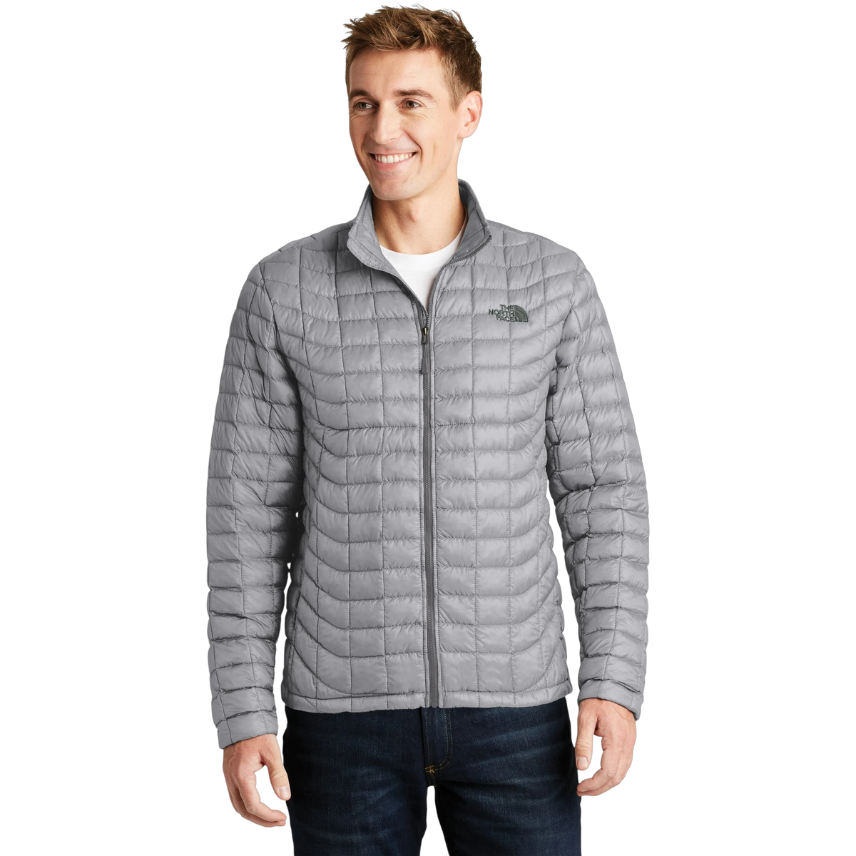 The North Face ThermoBall Trekker Jacket in Mid Grey — custom branded by Motive