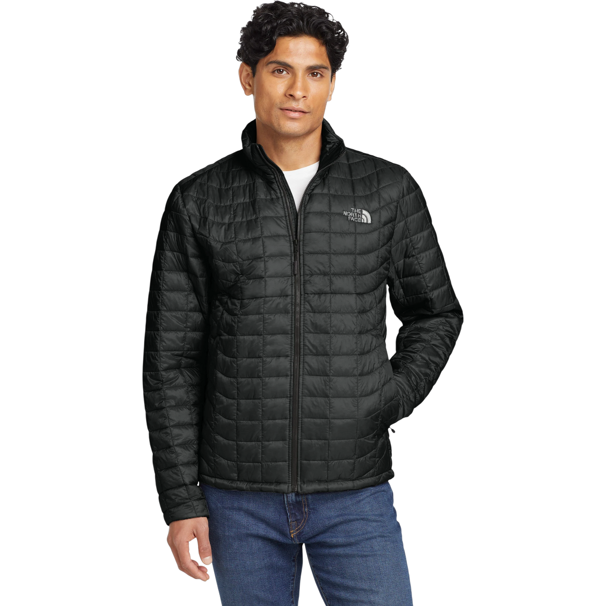 The North Face ThermoBall Trekker Jacket in TNF Matte Black — custom branded by Motive