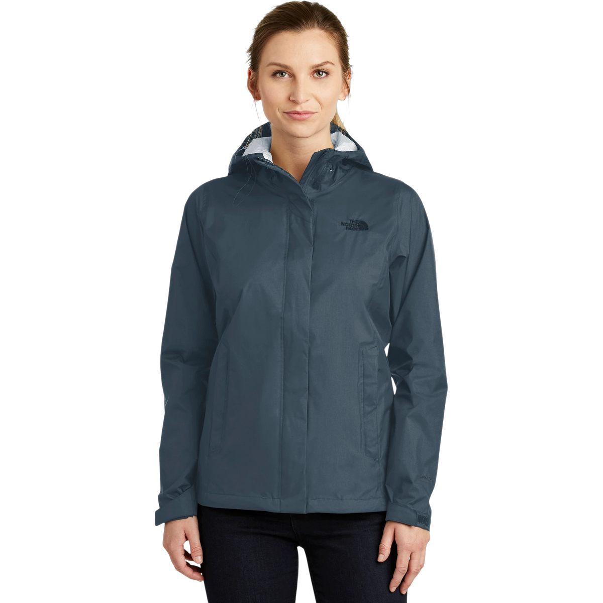The North Face Women's DryVent Rain Jacket in Shady Blue — custom branded by Motive