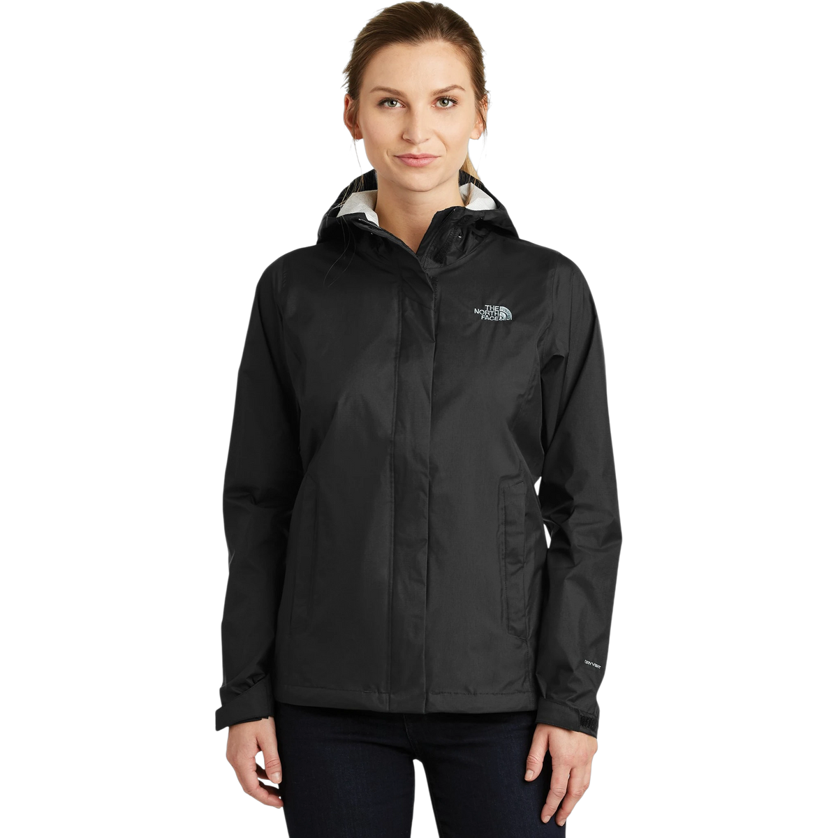 The North Face Women's DryVent Rain Jacket in TNF Black — custom branded by Motive