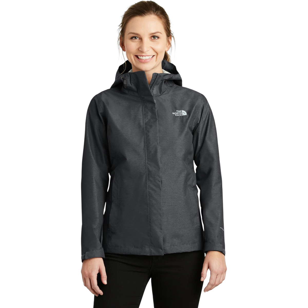 The North Face Women's DryVent Rain Jacket in TNF Dark Grey Heather — custom branded by Motive