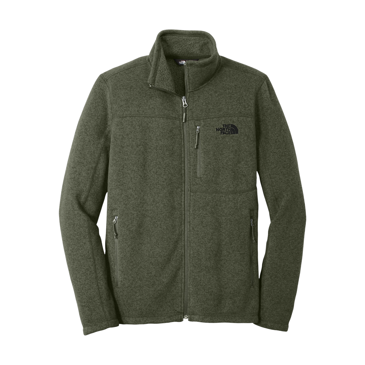 The North Face Sweater Fleece Jacket in New Taupe Green Heather — custom branded by Motive