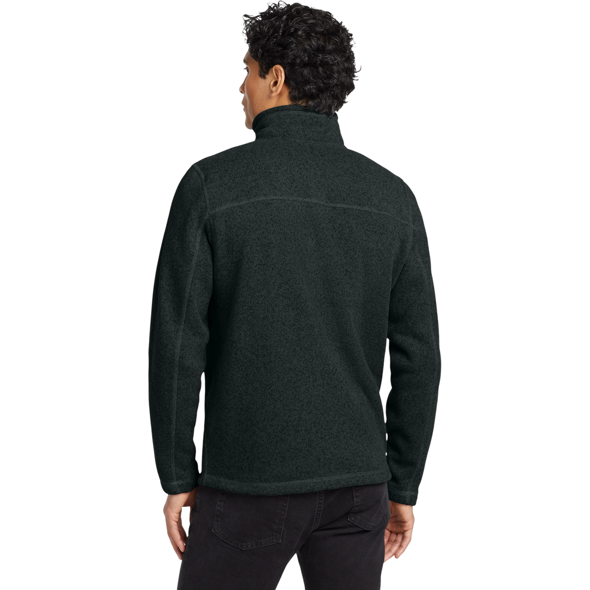 The North Face Sweater Fleece Jacket in TNF Black Heather — custom branded by Motive