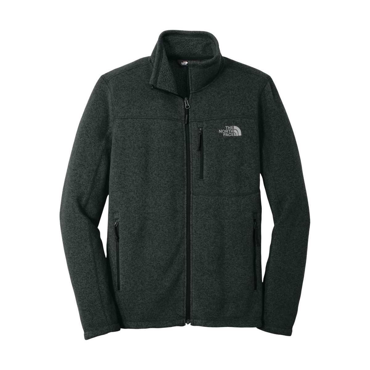 The North Face Sweater Fleece Jacket in TNF Black Heather — custom branded by Motive