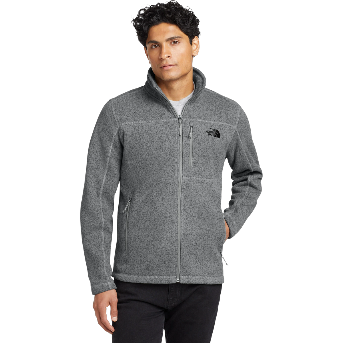 The North Face Sweater Fleece Jacket in TNF Medium Grey Heather — custom branded by Motive