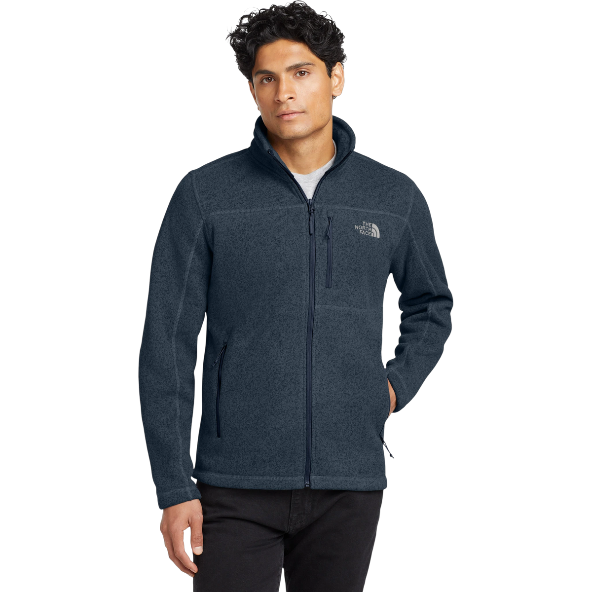 The North Face Sweater Fleece Jacket in Urban Navy Heather — custom branded by Motive